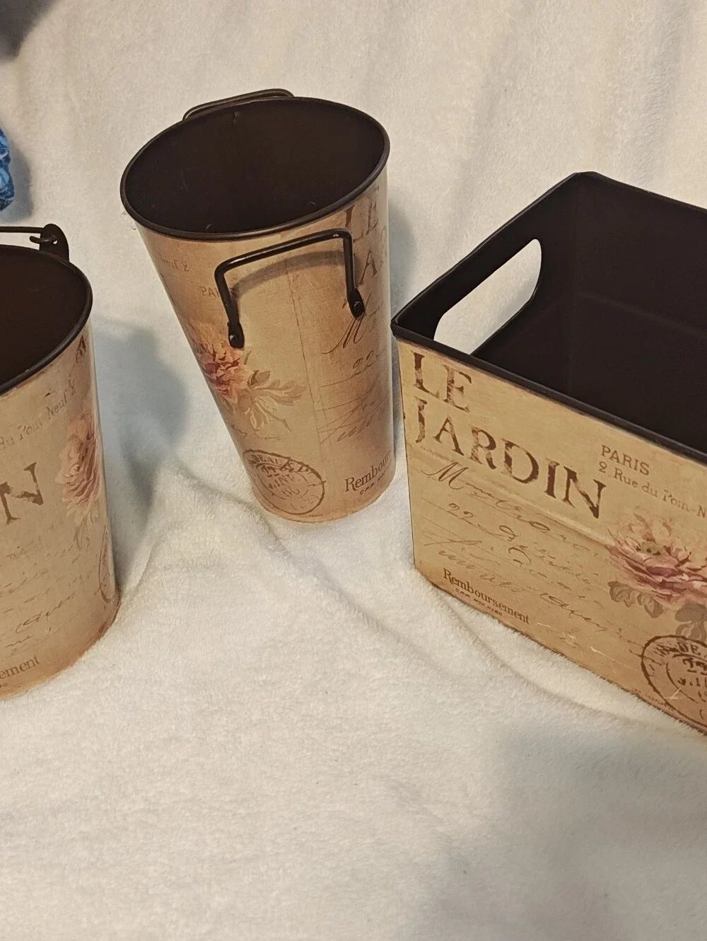 Le Jardin Decorative Floral Storage Bin - Beige Bundle.